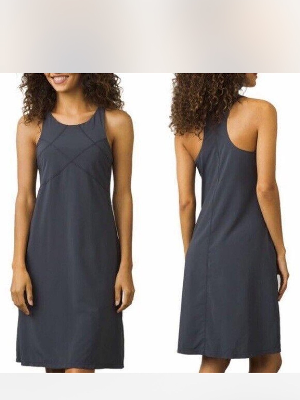 Prana Barton Athletic Dress Size M Poly/Spandex Gray Shelf Bra Zip Pockets NWT